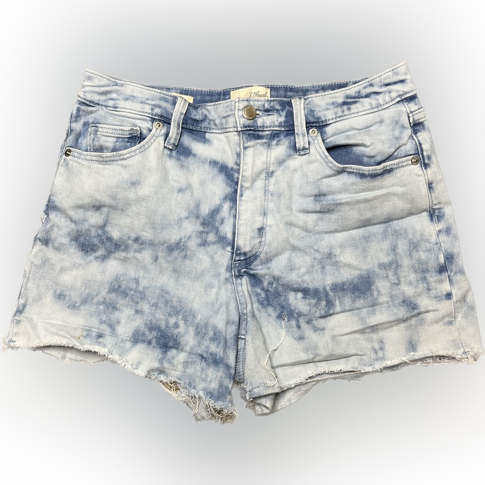 Universal Thread Shorts Womens 8/29 Blue Cut-Off High Rise Midi Acid Wash Denim